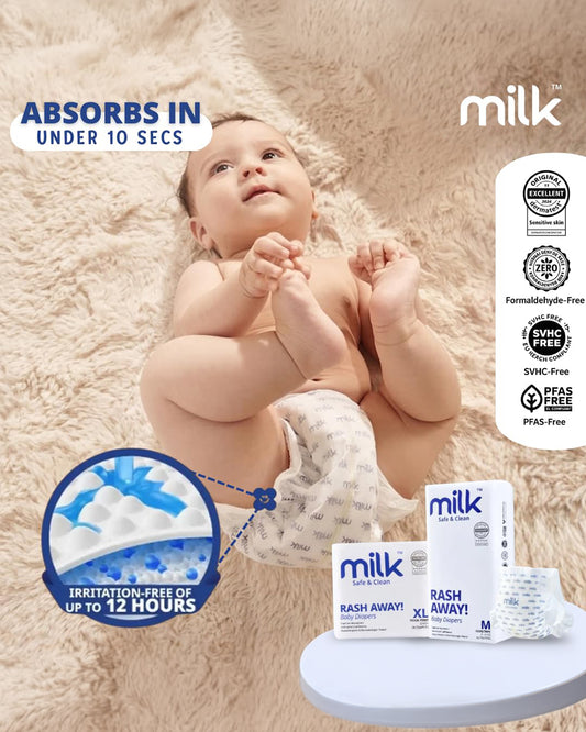 Milk Baby Diaper Yoga Pants-Size M (6-11Kg)-With Wetness Indicator