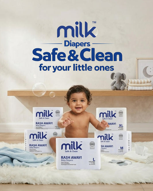 Milk Baby Diaper Yoga Pants-Size L (9-17Kg)-With Wetness Indicator