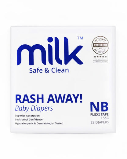 MILK Flexi Tape Diapers-NB (0-5Kg)-With Wetness Indicator