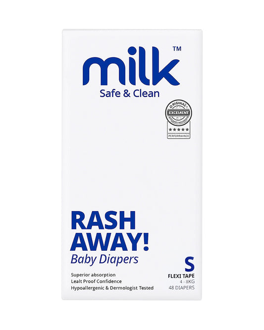MILK Flexi Tape Diapers-Size S (4-8Kg)-With Wetness Indicator
