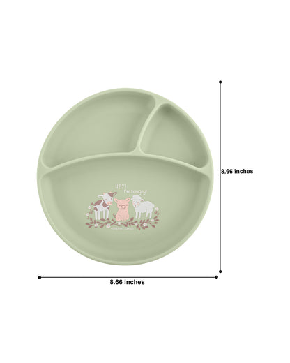 Stephen Joseph 100% Silicone Plate-Farm-With Suction Base & 3 Divided Sections-For Feeding Infants