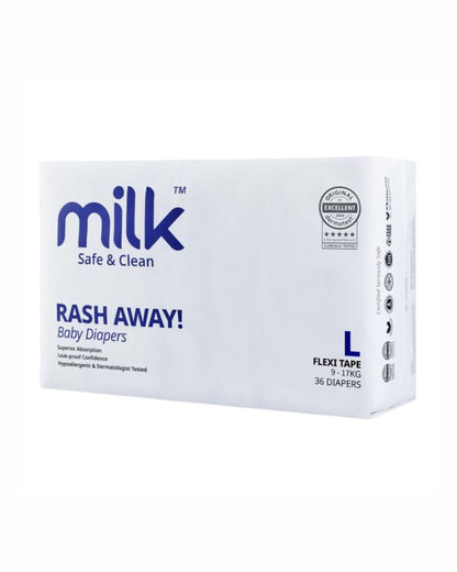 MILK Flexi Tape Diapers-Size L (9-17Kg)-With Wetness Indicator