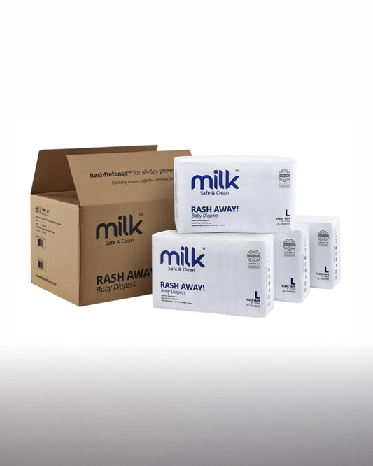 MILK Flexi Tape Diapers-Size L (9-17Kg)-With Wetness Indicator