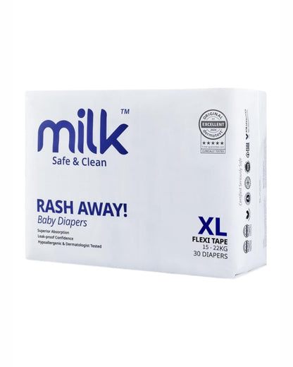 MILK Flexi Tape Diapers-Size XL (15-22Kg)-With Wetness Indicator