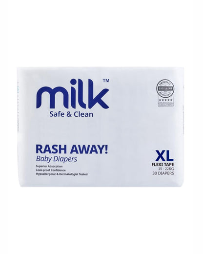 MILK Flexi Tape Diapers-Size XL (15-22Kg)-With Wetness Indicator