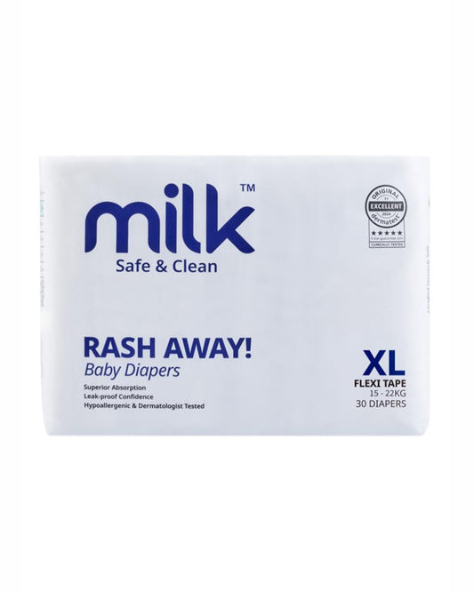 MILK Flexi Tape Diapers-Size XL (15-22Kg)-With Wetness Indicator