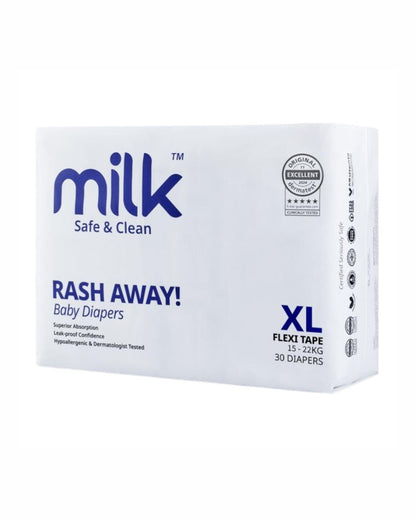 MILK Flexi Tape Diapers-Size XL (15-22Kg)-With Wetness Indicator