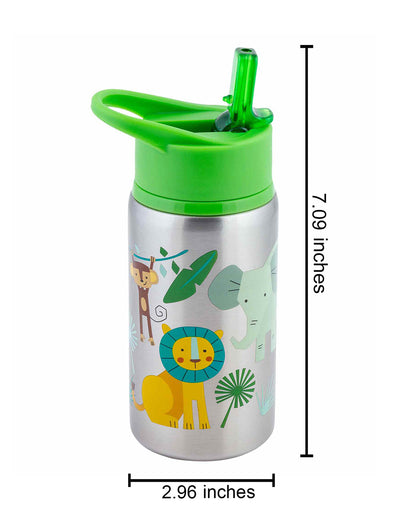 Stephen Joseph Stainless Steel Straw Sipper-With Flip Top Spout-Zoo-532 ml