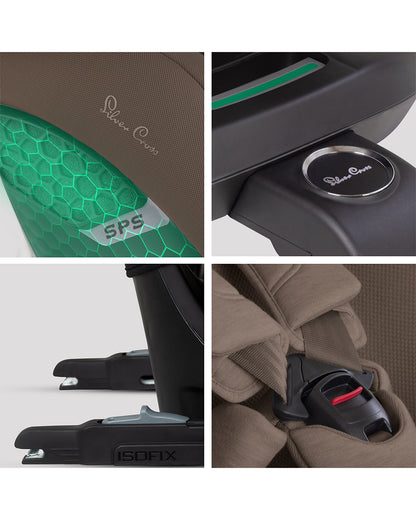 Silver Cross Motion 3 All Size 360 Baby Car Seat-Convertible (Front & Rear Facing)-2026 Edition-New Waffle Jersey Fabric for Enhanced Airflow-Includes Sunshade, Summer Liner & Seatbelt Pad-3 Position Recline-From 0 to 12Y-Cocoa