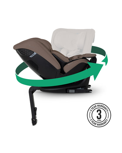 Silver Cross Motion 3 All Size 360 Baby Car Seat-Convertible (Front & Rear Facing)-2026 Edition-New Waffle Jersey Fabric for Enhanced Airflow-Includes Sunshade, Summer Liner & Seatbelt Pad-3 Position Recline-From 0 to 12Y-Cocoa