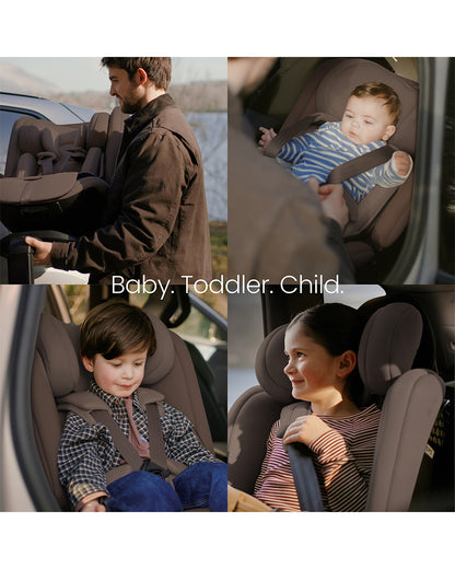 Silver Cross Motion 3 All Size 360 Baby Car Seat-Convertible (Front & Rear Facing)-2026 Edition-New Waffle Jersey Fabric for Enhanced Airflow-Includes Sunshade, Summer Liner & Seatbelt Pad-3 Position Recline-From 0 to 12Y-Cocoa