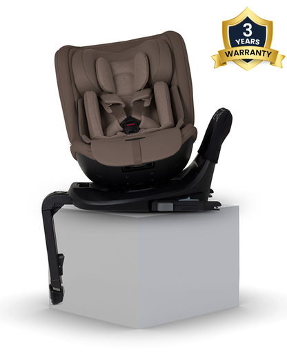 Silver Cross Motion 3 All Size 360 Baby Car Seat-Convertible (Front & Rear Facing)-2026 Edition-New Waffle Jersey Fabric for Enhanced Airflow-Includes Sunshade, Summer Liner & Seatbelt Pad-3 Position Recline-From 0 to 12Y-Cocoa