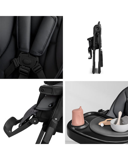 Silver Cross Gourmet Baby High Chair-5 Position Recline-Adjustable height-5 Point Harness-For 0 to 3Y (Upto 15Kg)-Black