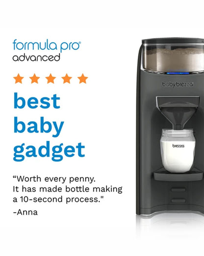 Baby Brezza Formula Pro Advanced Formula Dispenser-Instant Warm Formula with 3 Temperature Settings-Adjustable Serving Size(60-300 ml)-Accurate Mixing-Airtight Formula Storage-Removable & Dishwasher Safe Water Tank-Charcoal