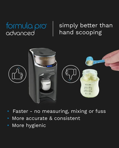 Baby Brezza Formula Pro Advanced Formula Dispenser-Instant Warm Formula with 3 Temperature Settings-Adjustable Serving Size(60-300 ml)-Accurate Mixing-Airtight Formula Storage-Removable & Dishwasher Safe Water Tank-Charcoal
