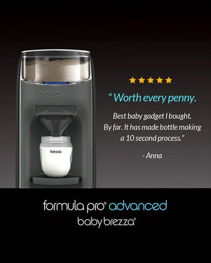 Baby Brezza Formula Pro Advanced Formula Dispenser-Instant Warm Formula with 3 Temperature Settings-Adjustable Serving Size(60-300 ml)-Accurate Mixing-Airtight Formula Storage-Removable & Dishwasher Safe Water Tank-Charcoal