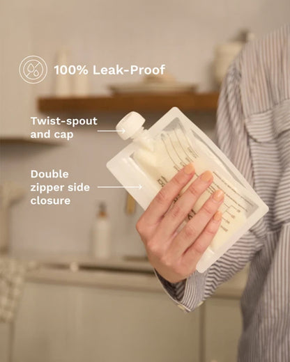 Baby Brezza Reusable Breastmilk Storage Bags-100% Leakproof & Freezer Safe-Pack of 10-200ml