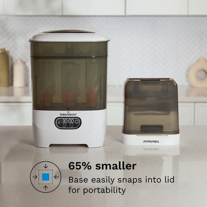 Baby Brezza Bottle Sterilizer and Dryer Mini with 4-in-1 Functionality with Easy LCD Controls-Holds 2 Bottles-Perfect for Travel-White
