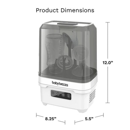 Baby Brezza Bottle Sterilizer and Dryer Mini with 4-in-1 Functionality with Easy LCD Controls-Holds 2 Bottles-Perfect for Travel-White