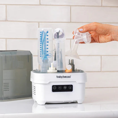 Baby Brezza Bottle Sterilizer and Dryer Mini with 4-in-1 Functionality with Easy LCD Controls-Holds 2 Bottles-Perfect for Travel-White