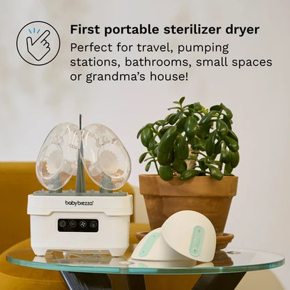 Baby Brezza Bottle Sterilizer and Dryer Mini with 4-in-1 Functionality with Easy LCD Controls-Holds 2 Bottles-Perfect for Travel-White