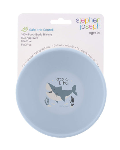 Stephen Joseph Silicone Bowl-Shark-With Suction Base-For Feeding Infants