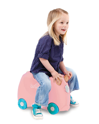 Trunki Flossi Rose Gold Flamingo Trolley Bag-Ride on Suitcase-With 18 Litres Capacity-With Tow & Carry Strap