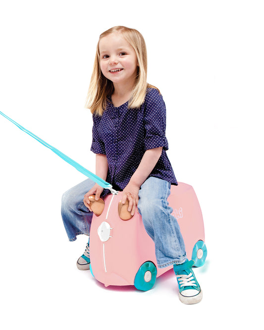 Trunki Flossi Rose Gold Flamingo Trolley Bag-Ride on Suitcase-With 18 Litres Capacity-With Tow & Carry Strap