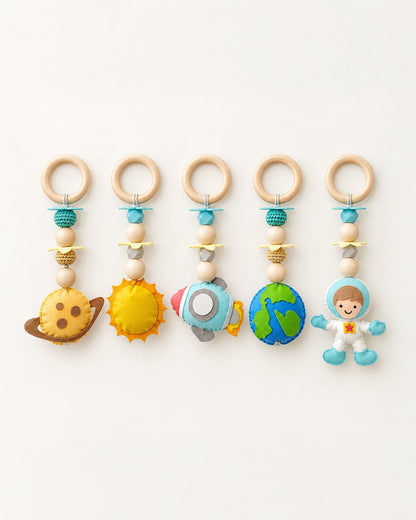 Babble Wrap Little Galaxy Wooden Playgym-5 Space Inspired Hanging Toys-For Infants