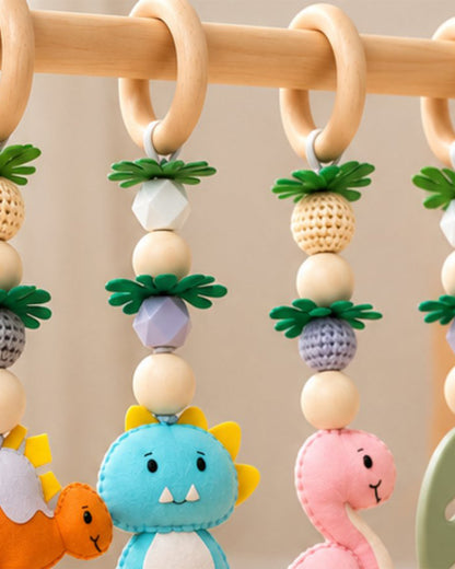 Babble Wrap Dino Darlings Wooden Playgym-5 Delightful Hanging Toys-For Infants