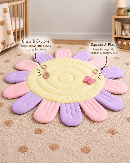 Babble Wrap Fairytale Dreams Unicorn Wooden Playgym with Mat-5 Fairytale Inspired Hanging Toys-For Infants