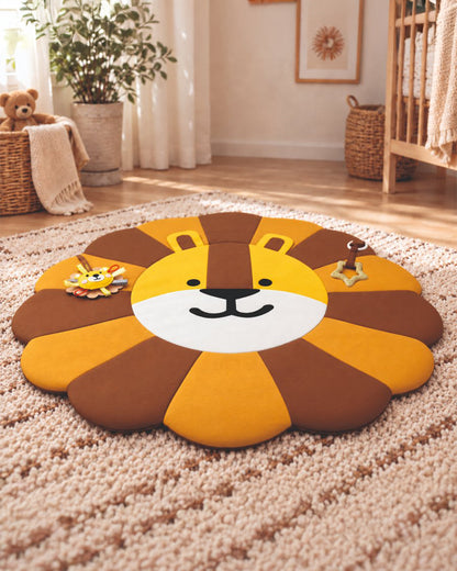 Babble Wrap Jungle Giggles Wooden Playgym with Mat-5 Jungle Animal Hanging Toys-For Infants