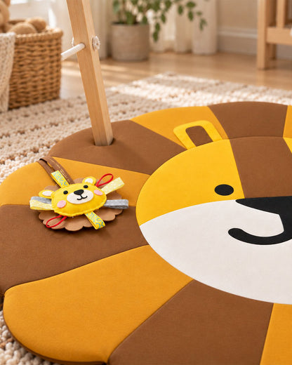 Babble Wrap Jungle Giggles Wooden Playgym with Mat-5 Jungle Animal Hanging Toys-For Infants