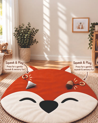 Babble Wrap Fox & Friends Woodland Playgym with Mat-5 Woodland Inspired Hanging Toys-For Infants