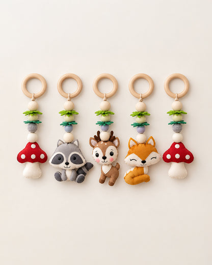 Babble Wrap Fox & Friends Woodland Playgym with Mat-5 Woodland Inspired Hanging Toys-For Infants