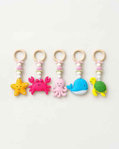 Babble Wrap Under the Sea Adventures Wooden Playgym-5 Ocean Inspired Hanging Toys-For Infants