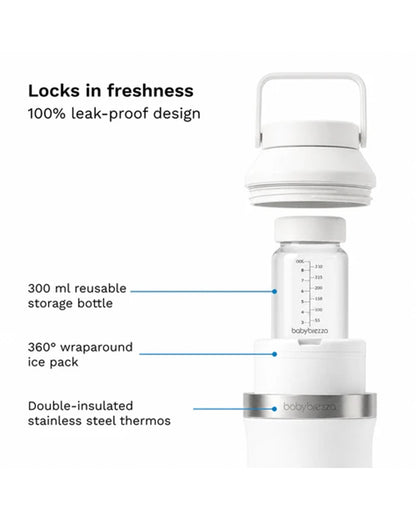 Baby Brezza All Day Breastmilk Portable Cooler-Upto 12 Hour Ice-Free Cooling-Double Insulated Stainless Steel Thermos-Perfect for Travel-300ml
