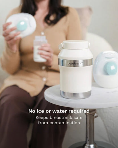 Baby Brezza All Day Breastmilk Portable Cooler-Upto 12 Hour Ice-Free Cooling-Double Insulated Stainless Steel Thermos-Perfect for Travel-300ml