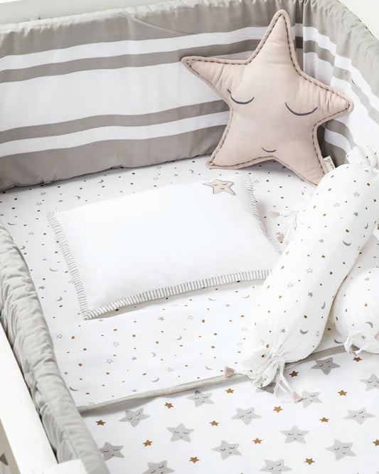 Masilo Starry Nights Metallic Fitted Cot Bedsheet-GOTS Certified Organic Cotton-For Infants