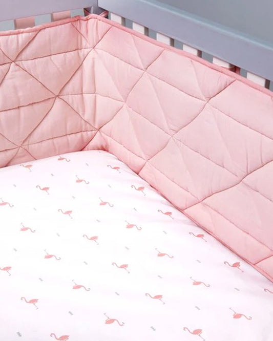 Masilo Hello Flamingo Pink Fitted Cot Bedsheet-GOTS Certified Organic Cotton-For Infants