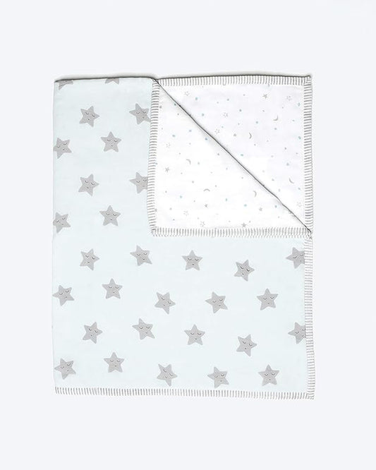 Masilo Sleepy Star Blue Baby Dohar Blanket-GOTS Certified Organic Cotton-For Infants