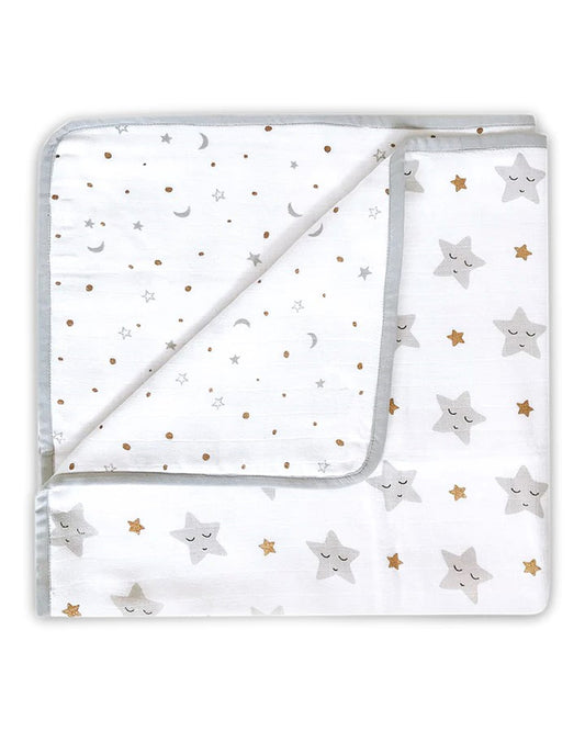 Masilo Sleepy Star Metallic Muslin Baby Blanket-GOTS Certified Organic Cotton-For Infants