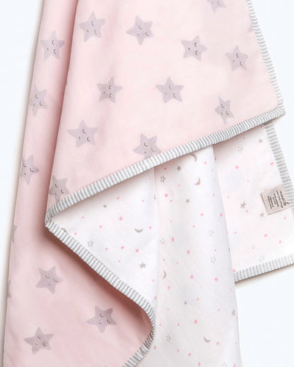 Masilo Sleepy Star Pink Baby Dohar Blanket-GOTS Certified Organic Cotton-For Infants