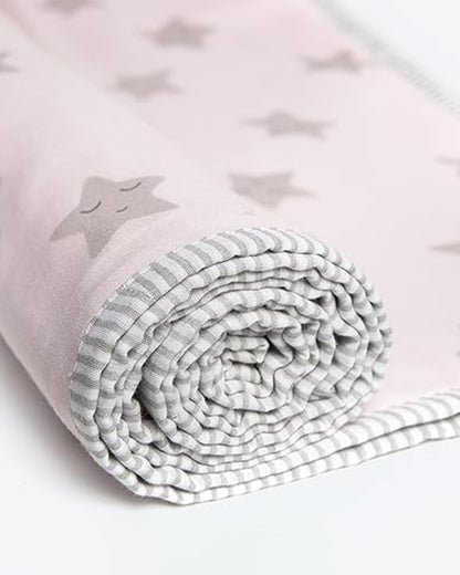 Masilo Sleepy Star Pink Baby Dohar Blanket-GOTS Certified Organic Cotton-For Infants