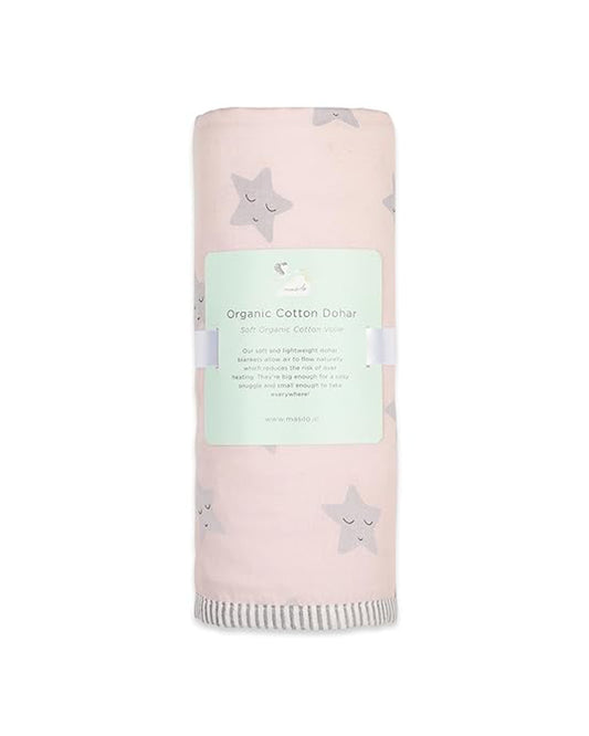 Masilo Sleepy Star Pink Baby Dohar Blanket-GOTS Certified Organic Cotton-For Infants