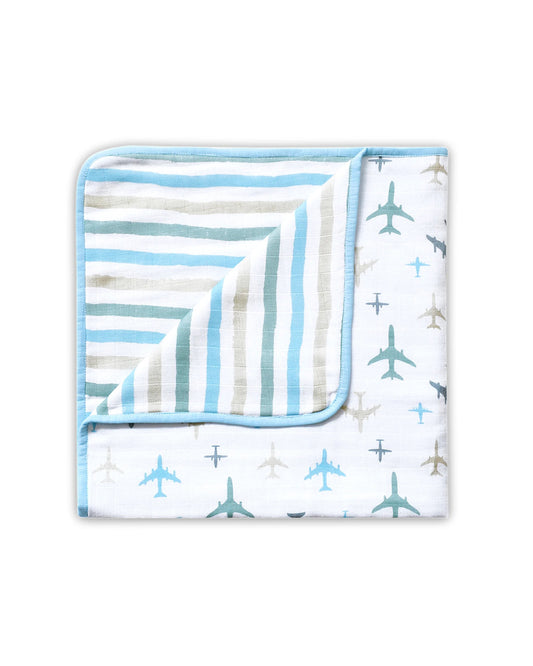 Masilo Dream Wings Blue Muslin Baby Blanket-GOTS Certified Organic Cotton-For Infants