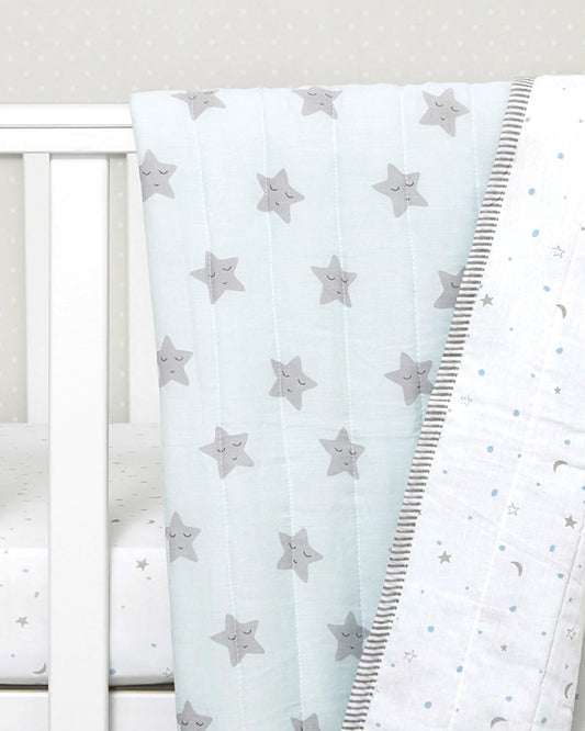 Masilo Sleepy Star Blue Baby Quilt-GOTS Certified Organic Cotton-For Infants