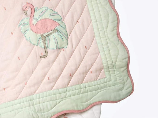 Masilo Hello Flamingo Pink Baby Quilt-GOTS Certified Organic Cotton-For Infants