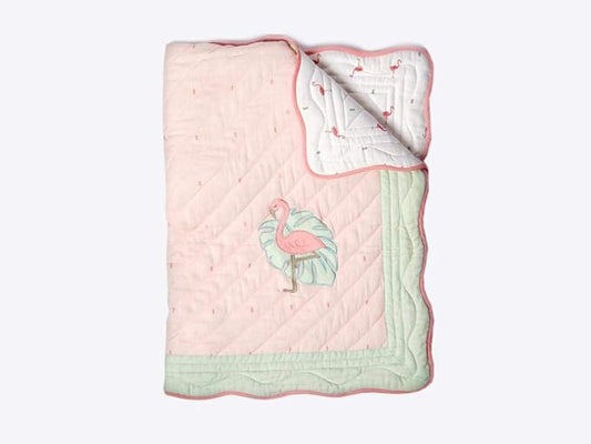 Masilo Hello Flamingo Pink Baby Quilt-GOTS Certified Organic Cotton-For Infants