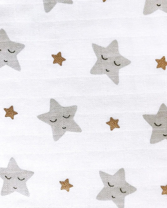 Masilo Sleepy Star Metallic Swaddle-GOTS Certified Organic Muslin Cotton-Pack of 3-Infant Wraps